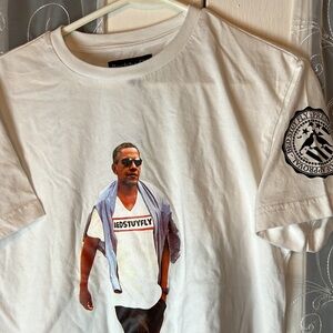Bedstuyfly Obama T-Shirt Men’s Small White Hand Print Cotton TEES